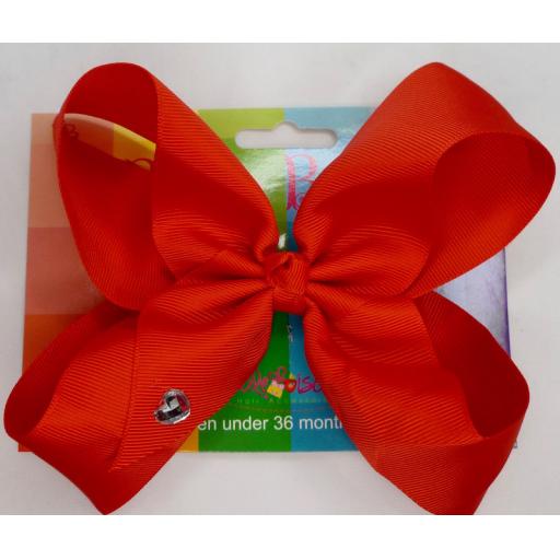 Red 6inch BoBo Bow with Diamond Heart Charm