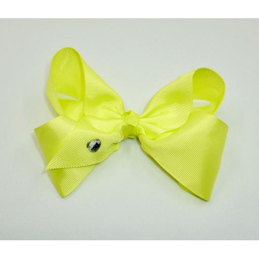 Neon Yellow 8 Inch Bo Bo Bow on Clip