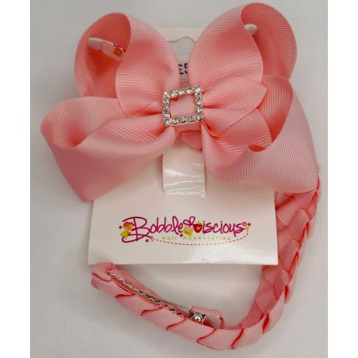 Sweet Pink Bunwrap with 4inch Boutique Bow and Pleated Tail