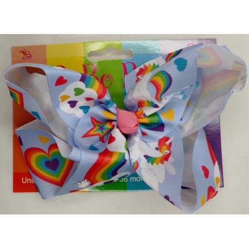 Blue Unicorn with Lollipop 6inch BoBo Bow with Diamond Heart Charm