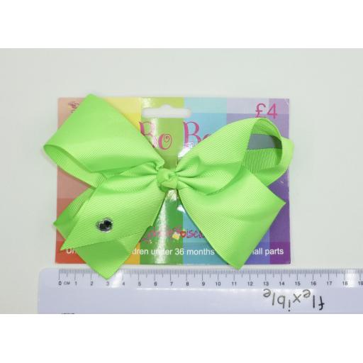 Neon Lime Green 8 Inch Bo Bo Bows on Clip