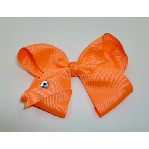 Neon Orange 8 inch Bo Bo Bow on Clip