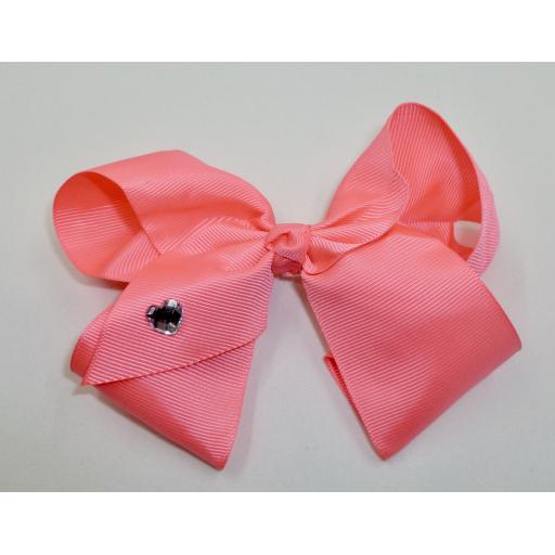 Neon Pink 8 inch Bo Bo Bow on Clip