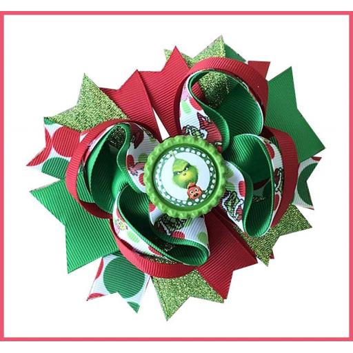 The Grinch Green Bottle Cap Bird Nest Boutique Bow