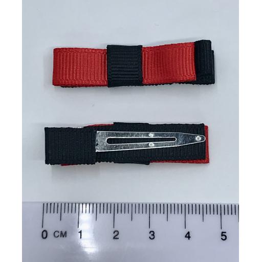 Small Straight Black and Red Bow on Clips (pair)