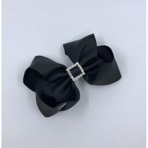 Black Boutique Bow with diamanté buckle