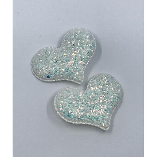 Glitter Padded Heart Clips (Pair)