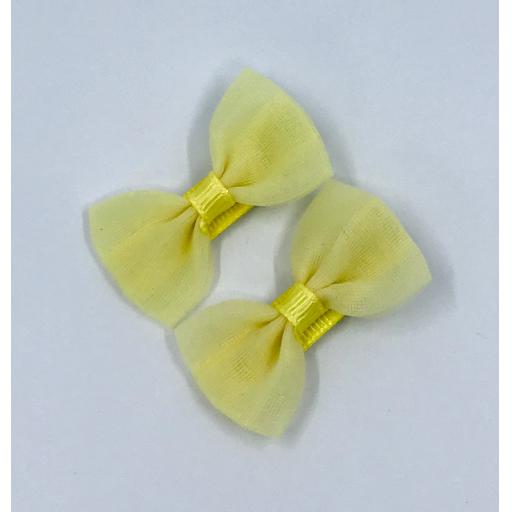 Lemon Chiffon Baby Bow Hair Clips (pair)