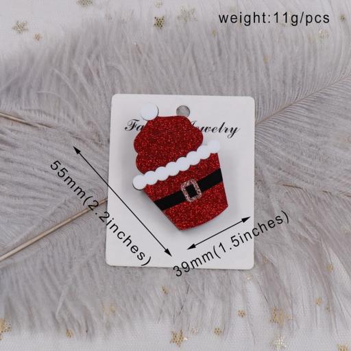 Christmas Santa Cupcake Laser Cut Christmas Brooch