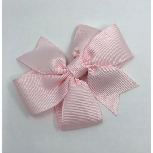 Small 3 inch Powder Pink Pinwheel Bow on Clip