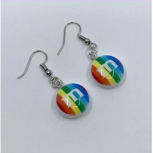 Rainbow M&M Dangle/Drop Earrings