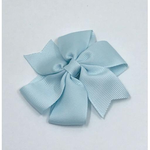 Small 3 inch Blue Vapor Pinwheel Bow on Clip