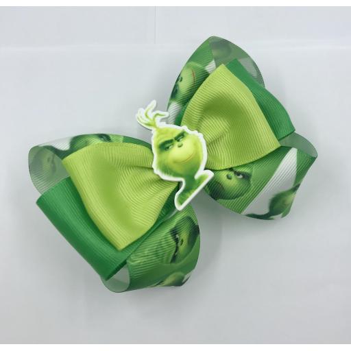 Smirking Grinch Two Tone Bow Layered bow