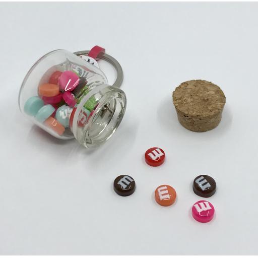 Miniature M&M Glass Jar Keychain