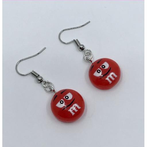 Red M&M Dangle/Drop Earrings