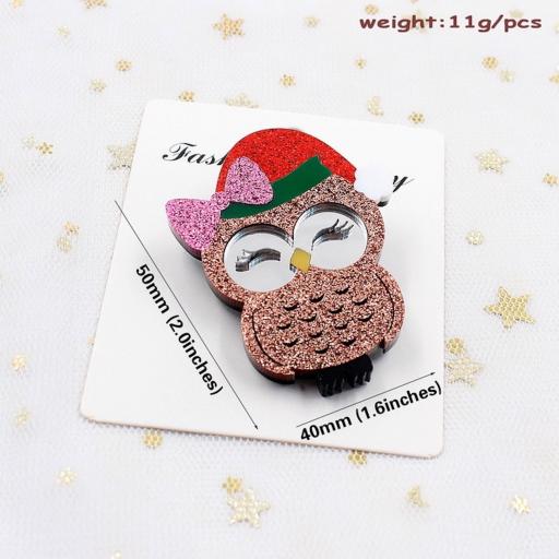 Christmas Owl Laser Cut Christmas Brooch