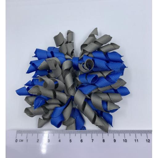 Royal Blue and Grey Curly Corkers on Clips (pair)