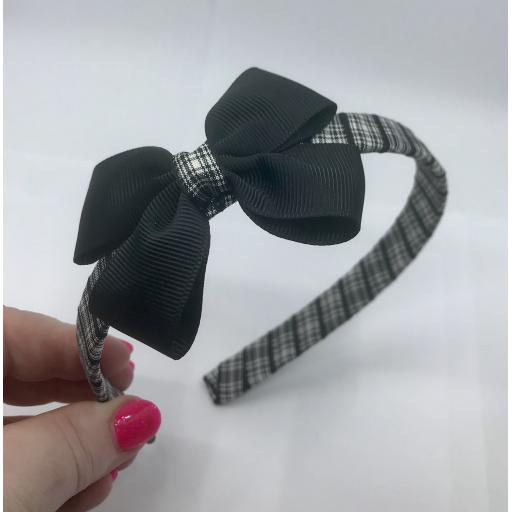 Menzies Tartan Hairband With Black Bow