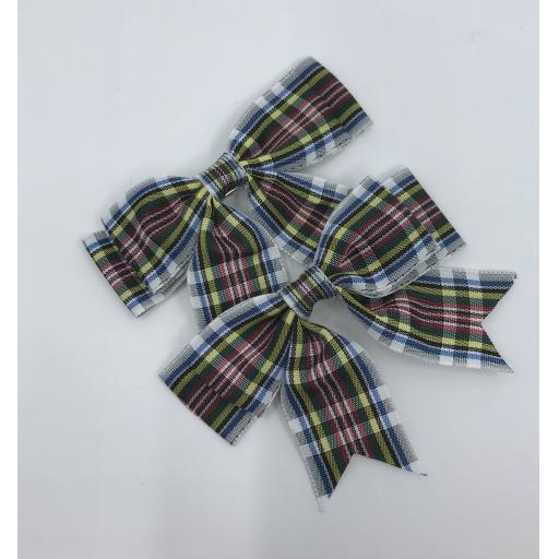 White Multi Tartan Midi Bows (pairs)