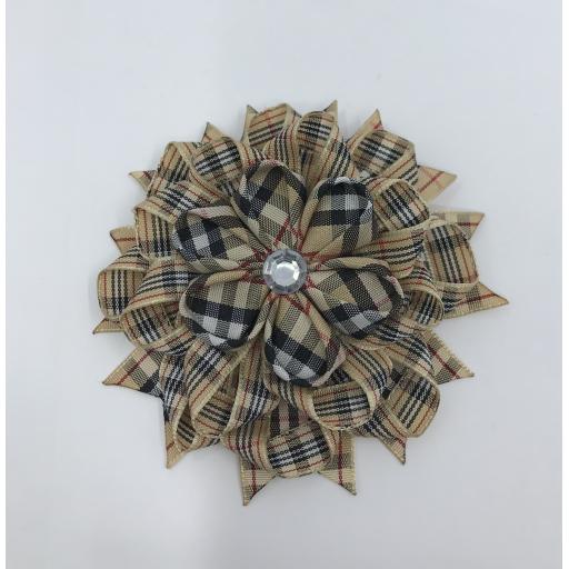 Thompson Camel Tartan Rosette Bow