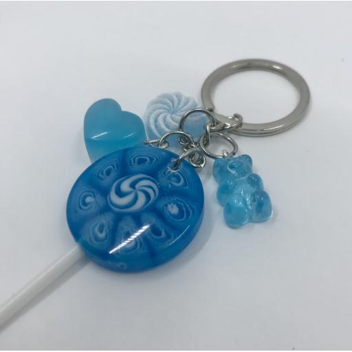 Raspberry Swirl Lollipop KeyChain with Candy Charms