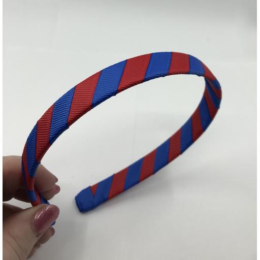 Royal Blue and Red 1.8cm Striped Hairband