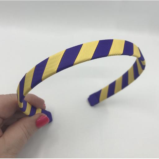 Purple and Yellow Gold 1.8cm Striped Hairband