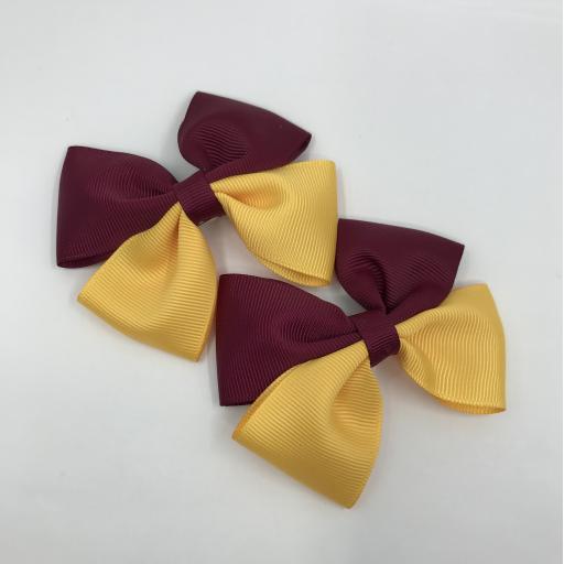 Wine and Yellow Gold Double Bows on Clips (pair)