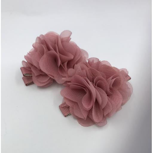 Blush Chiffon Flower Baby Bows on Alligator Hair Clips