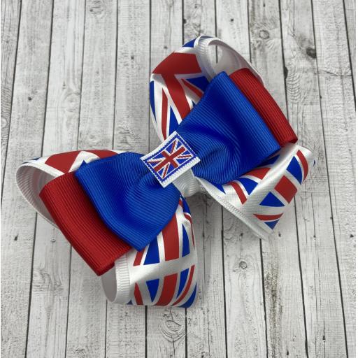 Coronation Union Jack Boutique Bow with Union Jack Centre